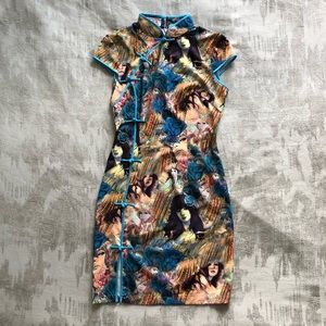 Chinese Shanghai printed Qipao